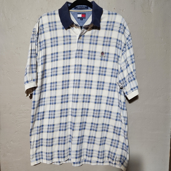Tommy Hilfiger Shirt Mens Large Golf Polo Box Pattern - Picture 1 of 5